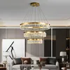 Lâmpadas pendentes Crystal Led Lingelier para a sala de estar para jantar em casa loft home Gold Fashion Modern redond lumin