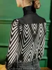 Long sleeved T shirt women s spring tops turtleneck lace bottoming shirt slim fit western zebra stripes 220408