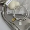 Chaîne à maillons couleur argent boule ronde irrégulière sourire pendentif Bracelet pour filles doux bijoux romantiques cadeaux Style TrendyLink Lars22