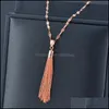 Pendant Necklaces Pendants Jewelry Fashion Rose Gold Sier Color Tassel Stainless Steel Necklace For Wo Dhayk