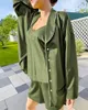 Womens Pajamas Vest Shorts Shirts 3pcs Sets Fashion Casual Home Clothing Summer Lady Comfortable Sleepwear