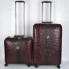 Чемоданы настоящая кожаный крокодил узор тележки чемодан универсальное колесо 16/20 дюймов багаж туристический багаж
