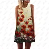 Yaz kadınlar yelek elbise kelebek çiçek sanat baskı o boyun kolsuz mini rahat gevşek tatlı bir çizgi sundress vestidos 220713