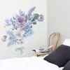 Romantic Purple Flowers Wall Stickers Home Wall Decor Wall Decals Living Room Decor Water Color Wallpaper Self-adhesive Stickers
