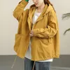 Frauen Graben Mäntel Frühling Herbst Koreanische Mit Kapuze Jacke Windjacke Unregelmäßige Winddicht Oberbekleidung Weibliche Plus Größe Kleidung