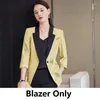 Pantaloni a due pezzi da donna Tailleur pantalone alla moda Abiti da lavoro da donna Blazer a mezza manica Pantalone e giacca da donna Set da lavoro in stile uniforme da ufficio