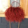 Evening Bags Luxury Ostrich Feather Party Clutch Bag Women Wedding Purses And Handbags Small Shoulder Chain Designer BagEvening264v