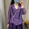 Etnik Giyim Kadın Moda Vintage Cheongsam Tops Ceket Geleneksel Çin Tarzı Retro Zarif Qipao Robe Kıyafeti Gömlek Bluz Oryantal