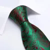 100 Silk Jacquard Woven Green Red Paisely Floral Men Bind 8cm Business Wedding Party Slips Set Hanky ​​Ring Dibangu