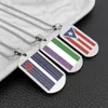 Łańcuchy Puerto Rico flaga narodowa wisiorek ze stali nierdzewnej naszyjniki kolor srebrny PR Ricans nieśmiertelnik Bar naszyjnik Choker biżuteria