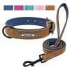 Leather Dog Collar Leash Set Personalized Customized Dogs Collars 2 Layer Leather Dog Leash For Small Medium Large Dogs Pitbull 220610