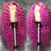 Novo rosa rosa longa onda profunda solteira perucas de cabelo humano para mulheres negras Purpleblondeblue colorido renda sintética Cosplay de peruca frontal par3026678