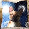 Couverture personnalisée imprimée bouledogue Sherpa sur lit, Animal chien, pour adulte, literie marron et gris, Mantas Para Cama, 220622