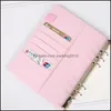 Notepads Notes Office School Supplies Business Industrial A6 Pu Leather Notebook Er Refillable 6 Ring Binder Loose Leaf Personal Organizer