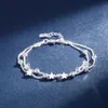 925 braccialetti con stelle di fascino in argento timbrato per regali di gioielli per fidanzamento di nozze per feste di moda da donna