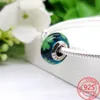 925 Silver Fit Pandora Charm 925 팔찌 다채로운 Murano Glass Beads Glass Ripple Charms 세트 펜던트 DIY Fine Beads Jewelry