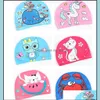 Kids Swim Cap Hat Child Fabric Lycra 3Y-12Y Cars Animals Cartoon Designs Colorf Drop Delivery 2021 Caps Hats Accessories Baby Maternity U