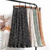 Croysier Röcke für Damen, hohe Taille, Blumendruck, mittlere Wade, langer Faltenrock, Damen-Sommer-Vintage-eleganter Chiffon-Midirock 220523