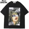 Män hiphop t shirt streetwear girl röker brev tryck t-shirt vår sommar kort ärm tshirt harajuku bomullsskjorta 220621