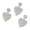 Collier pendentif en forme d'ailes en forme de cœur, breloque en zircone cubique glacée avec chaîne en corde, bijoux à la mode pour hommes et femmes