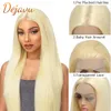 613 Honey Blonde Lace Frontal Straight Wigs 13x4 HD Transparent Lace Syntetisk peruk förpluckad för kvinnor