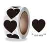 Gift Wrap 500st Roll Black Roundheart Coding Pricks Label Stickers Kids Kitchen Canning burkar Etiketter Skrivbart papper Vattentät STI1611881