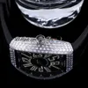 Vanguard V45 Miyota 8215 Reloj automático para hombre Baguette Diamantes Bisel Esfera negra Número grande Marcadores de diamantes Correa gomosa Iced Out Joyas Relojes Puretime E244a1