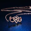 Oändlighetssymbol kärlek hänge halsband för kvinnor födelsedag smycken gåvor klassisk justerbar kristallhjärta halsband