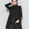 XITAO Vintage Black Turtle Neck T Shirt Women Plus Size Kawaii Casual Long Sleeve Irregular Tops Korean Clothes ZLL1177 220402