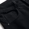 破れた刺繍入りメンズジーンズ2022新しいスリムフィットストレートストリートウェアカジュアルコットンデニムパンツブラックホールスキニーパンタロン