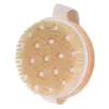 Escova corporal para escova molhada ou seca cerdas naturais com nós de massagem, esfoliação suave, melhore a circulação FY3824 0804