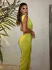 FSDA Deep V Neck Woman BodyCon Sukienka Seksowna bez pleców split zielone zielone letnie sukienki na plaży klub imprezowy J220519