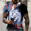 Camisetas masculinas Menas de moda Menina 3D emenda de leão gráfico Tees impresso Tops de roupas esportivas casuais Harajuku Dropmen