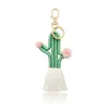 Porte-clés en forme de Cactus arc-en-ciel, mignon, pompon pour sac, ornements suspendus, fil de coton tissé à la main, coloré, bijoux cadeaux