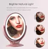 Miroir de courtoisie de maquillage éclairé par LED rechargeable, grossissement 1x/7x, miroir grossissant double face pivotant à 360 degrés avec écran tactile à intensité variable, ovale rose Aesfee