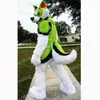 Hallowee Green White Husky Dog Mascot Costume Cartoon Anime theme character Carnival Adult Unisex Dress Christmas Birthday Party Outdoor Outfit