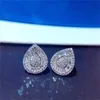 Stud Charm Water Drop Lab Diamond Earring Real 925 Srebrna biżuteria