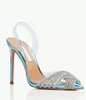 Marca de luxo de verão gatsby sandálias sapatos para mulheres bombas de slingback Crystal redemoinhos pvc toecaps pontuais lady saltos altos eu35-42