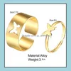 Ringos de cluster jóias borboleta criativa para homens amantes casal de casal cenário cenário de amizade casamento aberto 2pcs/set gold sier colors dr dr dr.