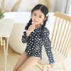 2022 baby girls princess one-piece swimsuit fashion kids love heart printedl big bubble sleeve lovely swimwear spring children spa bathing suits S2108