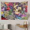 Skeleton Mushroom Tapestry Hippie Trippy Moon and Stars Snail Fantasy Plants Leaves Wall Hanging Phase Moth Living Room Dorm J220804