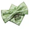 Papillon Hi-Tie Luxury Mint Green Silk Papillon da uomo Fazzoletto Gemelli Spilla Set Nodo a farfalla Per uomo Matrimonio Ufficio GiftBow