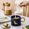 Tassen Kreative Keramik Gold Mond Sonne Kaffee Mit Handgriff Porzellan Tee Milch Tassen Nordic Hause Büro Wasser Becher Tasse nette GiftMugs