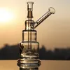 Transparent Hit Man 14mm Joint Clear Glass Bongs Water Pipes Classic Brilliance Cake Double Recycler Smoking Pipe Dab Rigs