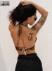 Solide Y2K Crop Tops Samt Frauen Herzen Backless Weste Sexy Aushöhlen Halter Tank Sommer Streetwear Leopard Lce Up Bh 220316