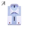 9XL 7XL 6XL Striped Men French Cufflinks Casual Dress Shirt Long Sleeved White Collar Design Style Mens French Cuff Dress Shirts LJ200925