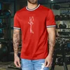 Men's T-Shirts Athletic Tops For Men Long Sleeve Mens Summer Personality Threaded Cotton Letters Round Neck Men's T Shirts PackMen's T-S