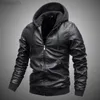 Мужские зимние новые кожаные куртки Slim Fit Motorcylce Pu Jacket Men Jackets с капюшоном теплы