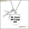 Pendant Necklaces Pendants Jewelry Trendy Air Plane Necklace For Women Letter "My Story Isnt Over Yet" Stainless Steel Chain PendantsNeck