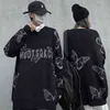 Harajuku Gothic Schmetterling Jacquard Übergroßen Pullover Schwarz O Hals Gestrickte Pullover für Frauen und Mann 2021 Neue Lose Streetwear T220730